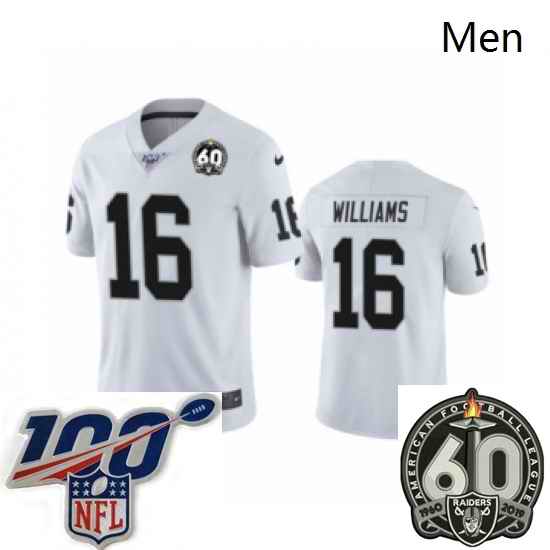 Men Oakland Raiders #16 Tyrell Williams White 60th Anniversary Vapor Untouchable Limited Player 100th Season Football Jersey